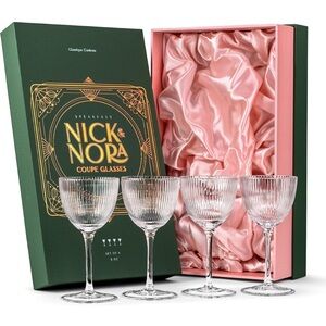 Art Deco Nick and Nora Coupe Glasses - Set of 4  - Glassique Cadeau